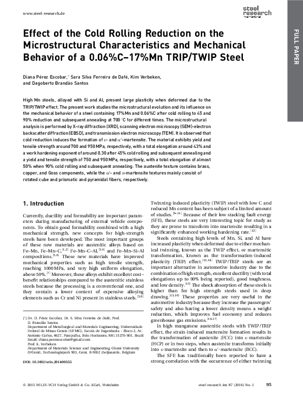 (PDF) Effect of the Cold Rolling Reduction on the Microstructural ...