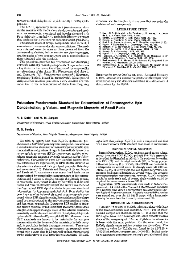 (PDF) Potassium perchromate standard for determination of paramagnetic ...