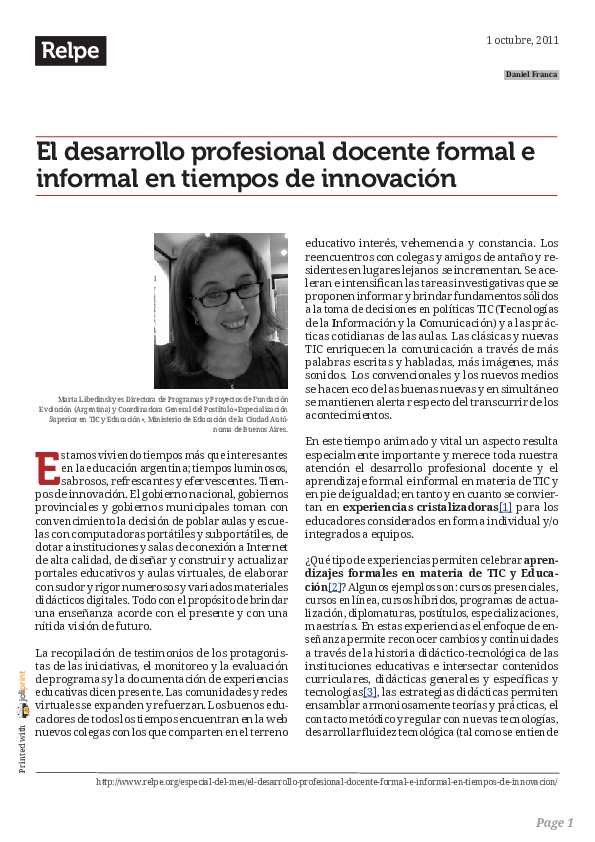 (PDF) El desarrollo profesional docente formal e informal en tiempos de ...