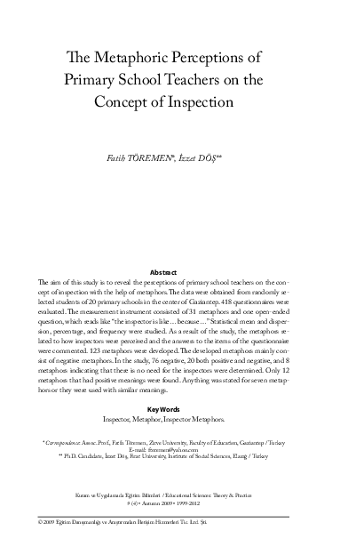 (PDF) The Metaphoric Perceptions of Primary School Teachers on the ...