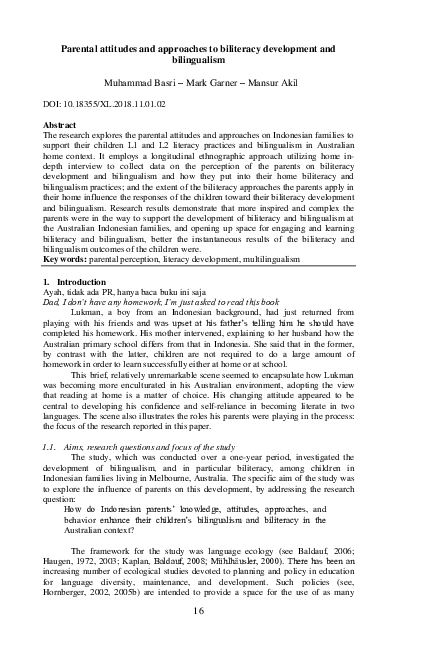 (PDF) Parental attitudes and approaches to biliteracy development and ...