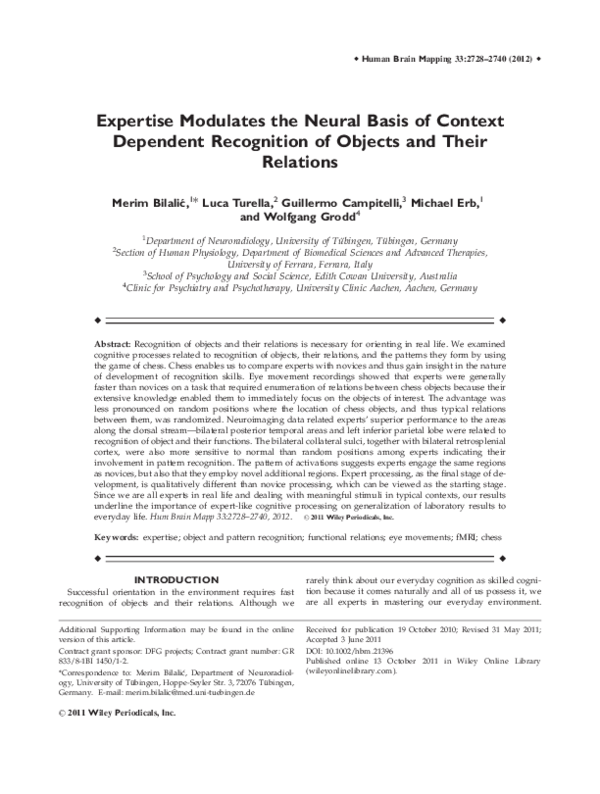 (PDF) Expertise modulates the neural basis of context dependent ...