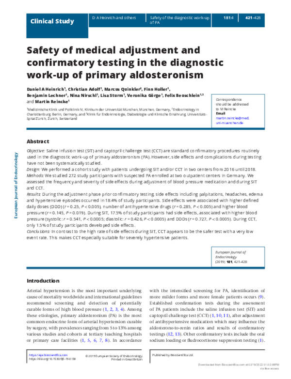 (PDF) Safety of medical adjustment and confirmatory testing in the