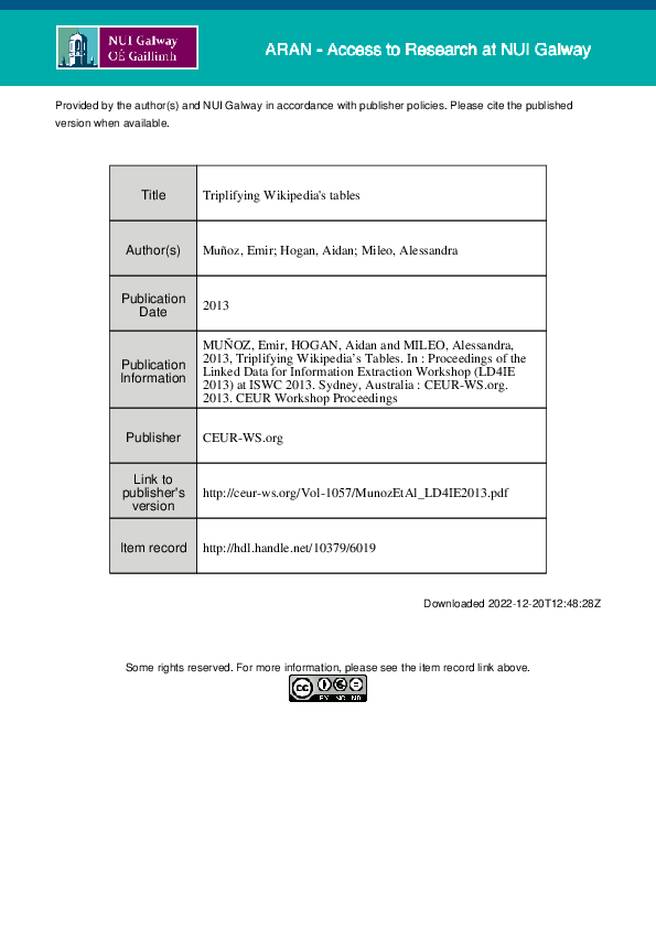 (PDF) Triplifying Wikipedia's Tables