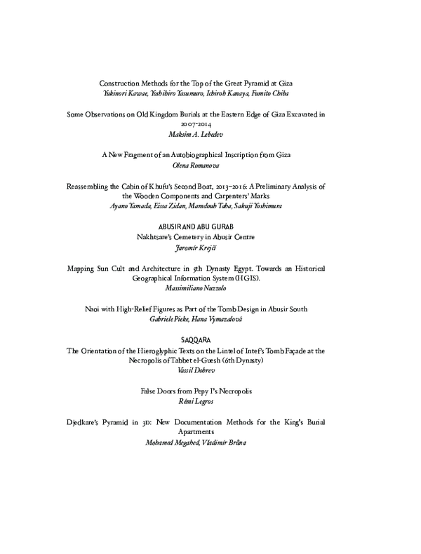 (PDF) Construction Methods for the Top of the Great Pyramid at Giza