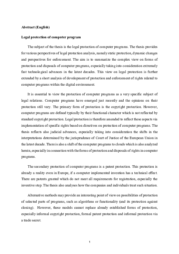 (PDF) Legal Protection of Computer Programs