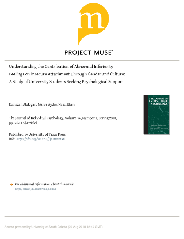 (PDF) Understanding the Contribution of Abnormal Inferiority Feelings ...