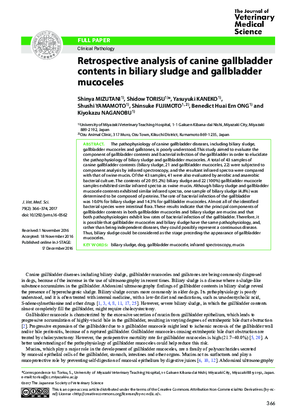 (PDF) Retrospective analysis of canine gallbladder contents in biliary