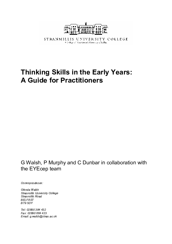 (PDF) Thinking skills in the early years: A guide for practitioners