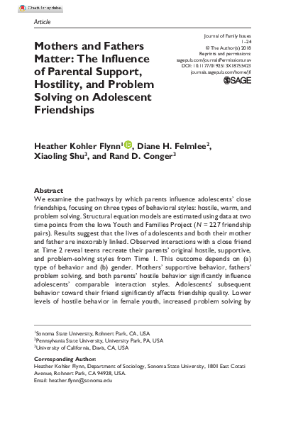 (PDF) Mothers and Fathers Matter: The Influence of Parental Support ...
