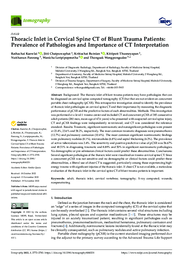 (PDF) Thoracic Inlet in Cervical Spine CT of Blunt Trauma Patients ...