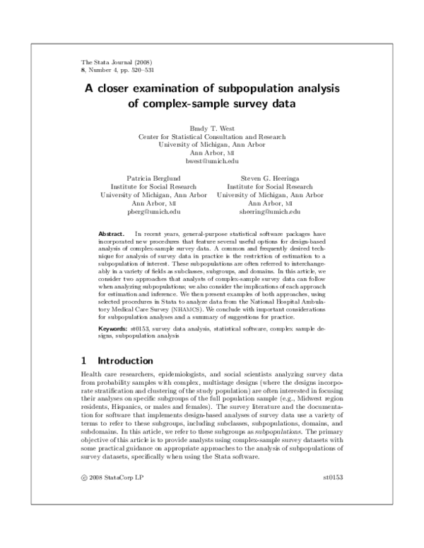 (PDF) A Closer Examination of Subpopulation Analysis of ComplexSample