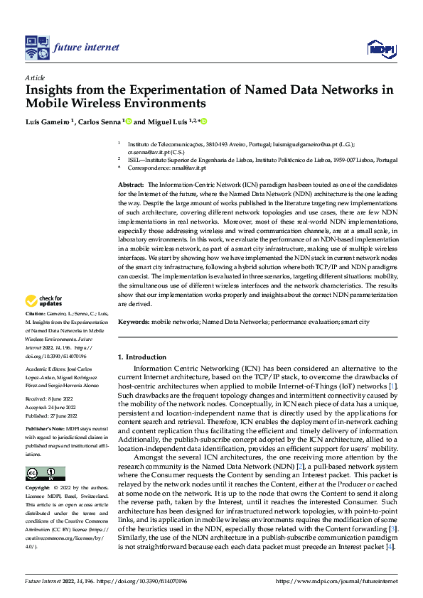 (PDF) Insights from the Experimentation of Named Data Networks in ...