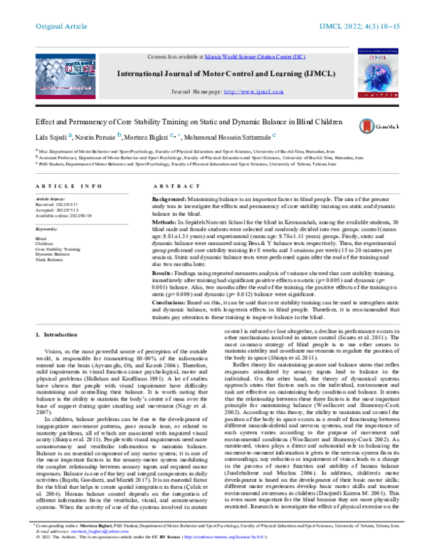 (PDF) Effect and Permanency of Core Stability Training on Static and ...