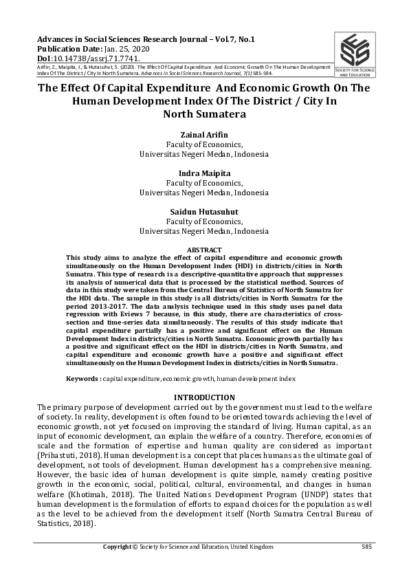 (PDF) The Effect of Capital Expenditure and Economic Growth on the ...