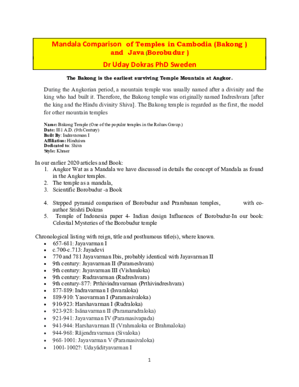 (DOC) Mandala Comparison of Temples in Cambodia (Bakong ) and Java ...