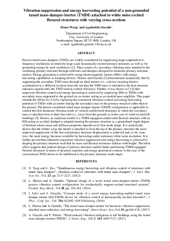 (PDF) Vibration suppression and energy harvesting potential of a non ...