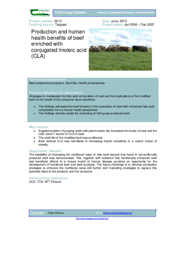 (PDF) Production and human health benefits of beef enriched with ...