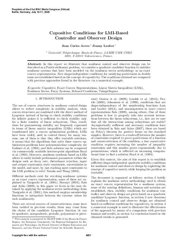 (PDF) Copositive Conditions for LMI-Based Controller and Observer Design