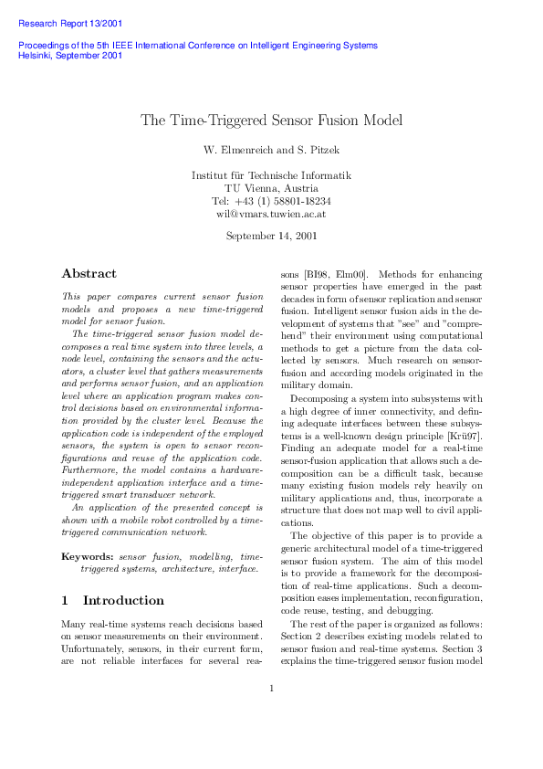 (PDF) The time-triggered sensor fusion model