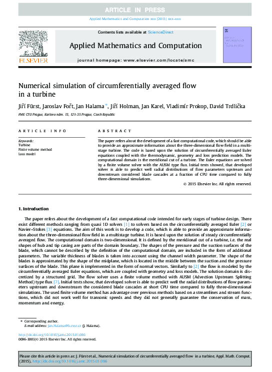 (PDF) Numerical simulation of circumferentially averaged flow in a turbine