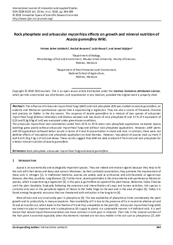 (PDF) Rock phosphate and arbuscular mycorrhiza effects on growth and ...
