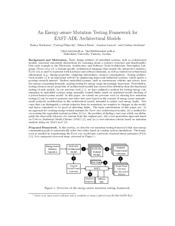 (PDF) An Energy-aware Mutation Testing Framework for EAST-ADL ...