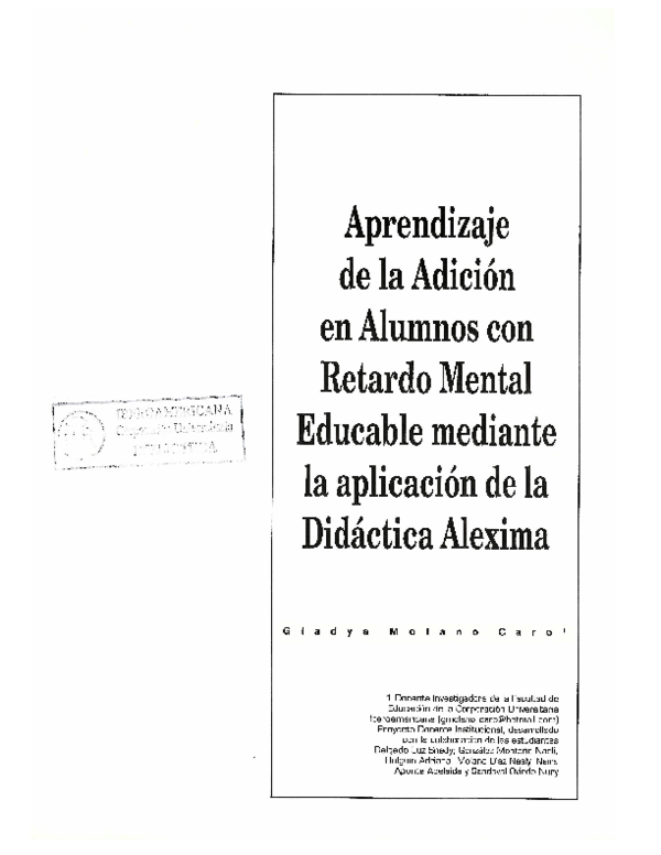 (PDF) Aprendizaje de la Adición en Alumnos con Retardo Mental Educable ...