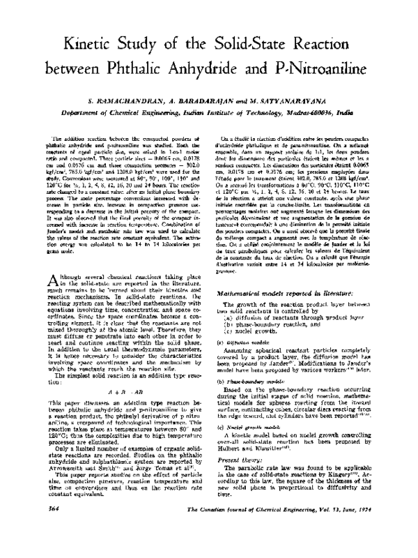 (PDF) Kinetic study of the solid-state reaction between phthalic ...