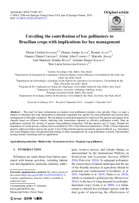 (PDF) Unveiling the contribution of bee pollinators to Brazilian crops ...