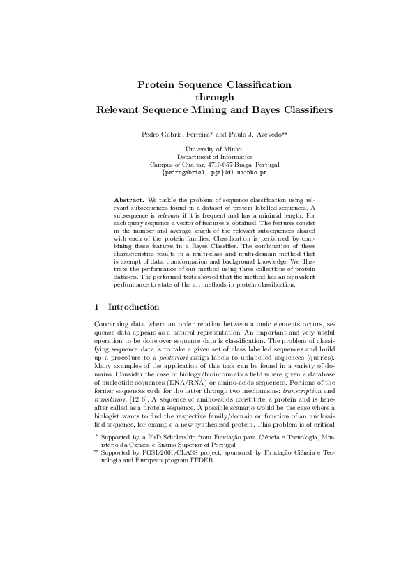 (PDF) Protein Sequence Classification Through Relevant Sequence Mining ...