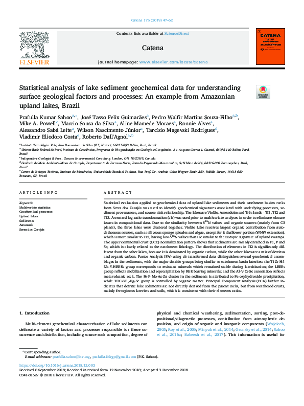 (PDF) Statistical analysis of lake sediment geochemical data for ...