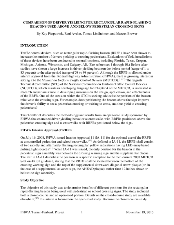 (PDF) Comparison of Driver Yielding for Rectangular Rapid-Flashing ...