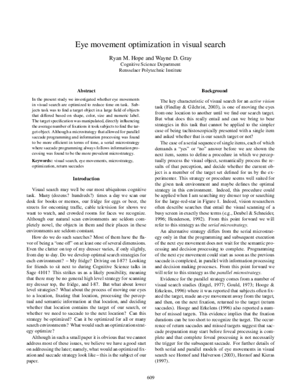(PDF) Eye movement optimization in visual search