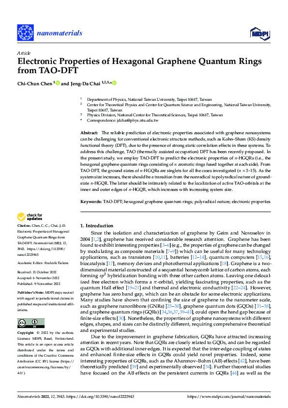 (PDF) Electronic Properties of Hexagonal Graphene Quantum Rings from ...