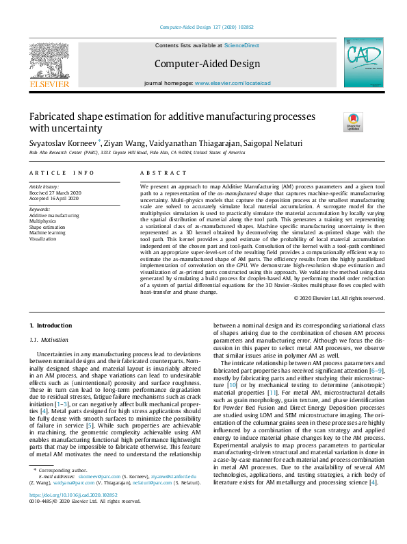 (PDF) Fabricated shape estimation for additive manufacturing processes ...