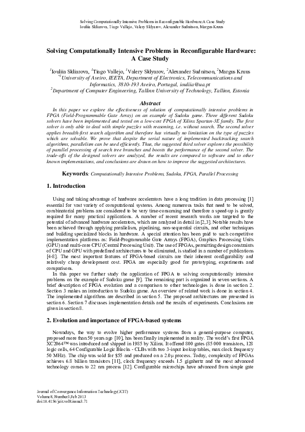 (PDF) Solving Computationally Intensive Problems in Reconfigurable ...