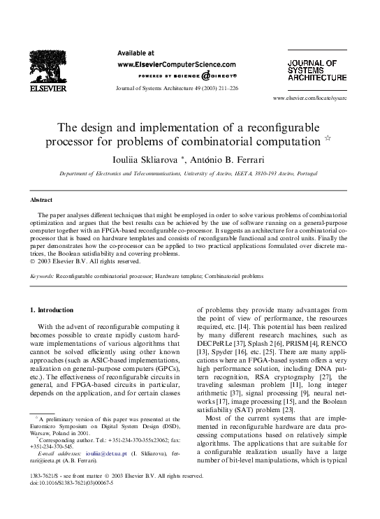 (PDF) The design and implementation of a reconfigurable processor for ...