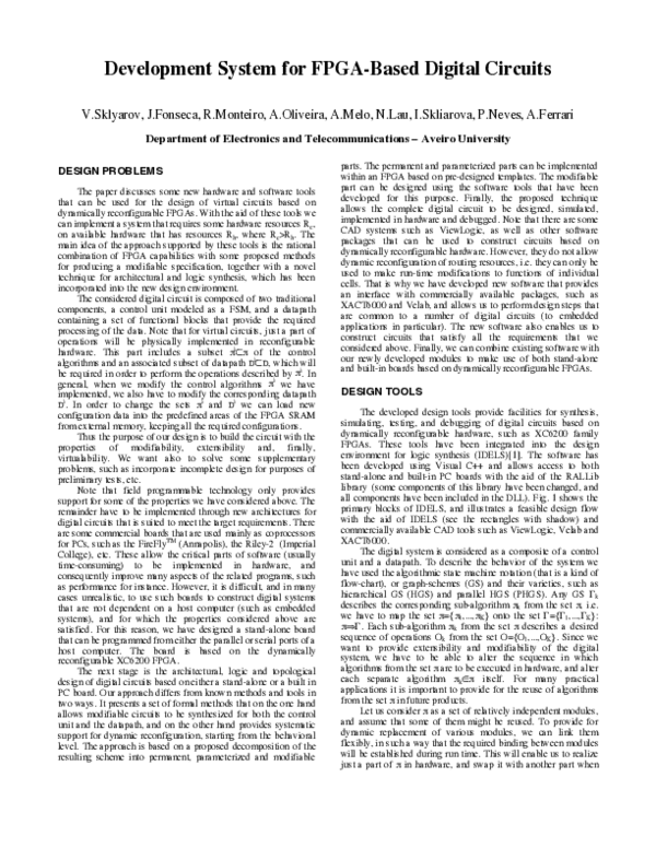 (PDF) Development system for FPGA-based digital circuits
