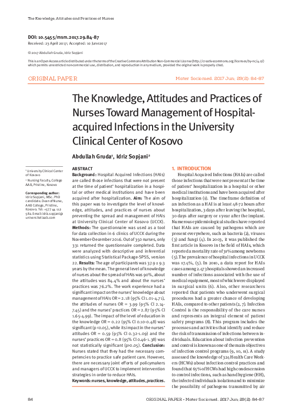 (PDF) The Knowledge, Attitudes and Practices of Nurses Toward ...