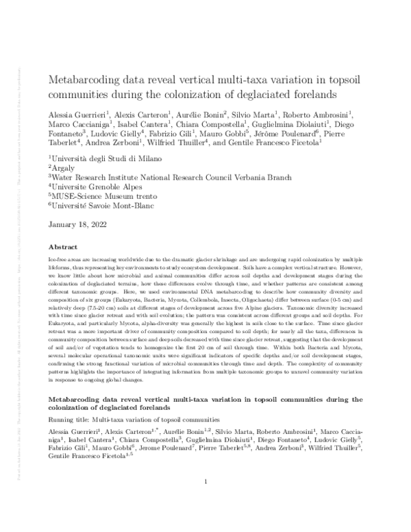 (PDF) Metabarcoding data reveal vertical multi-taxa variation in ...