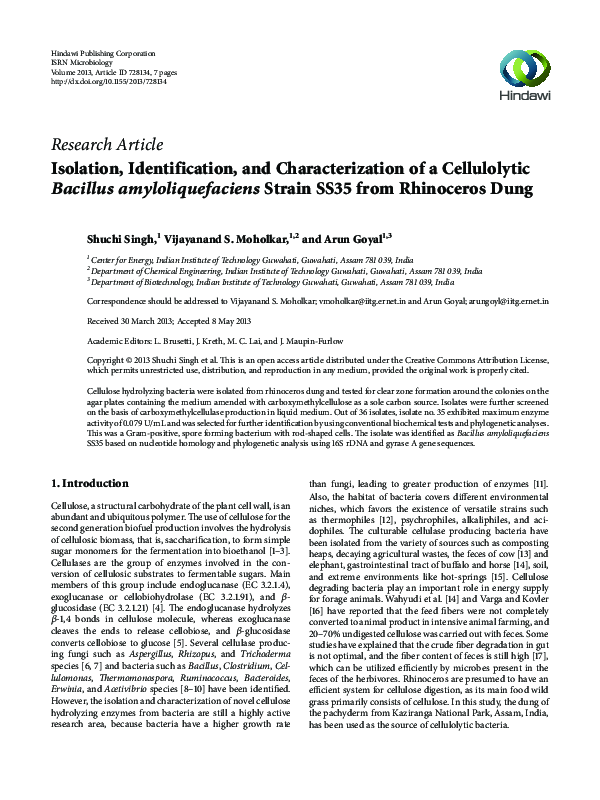 (PDF) Isolation, identification and characterization of endophytes from ...
