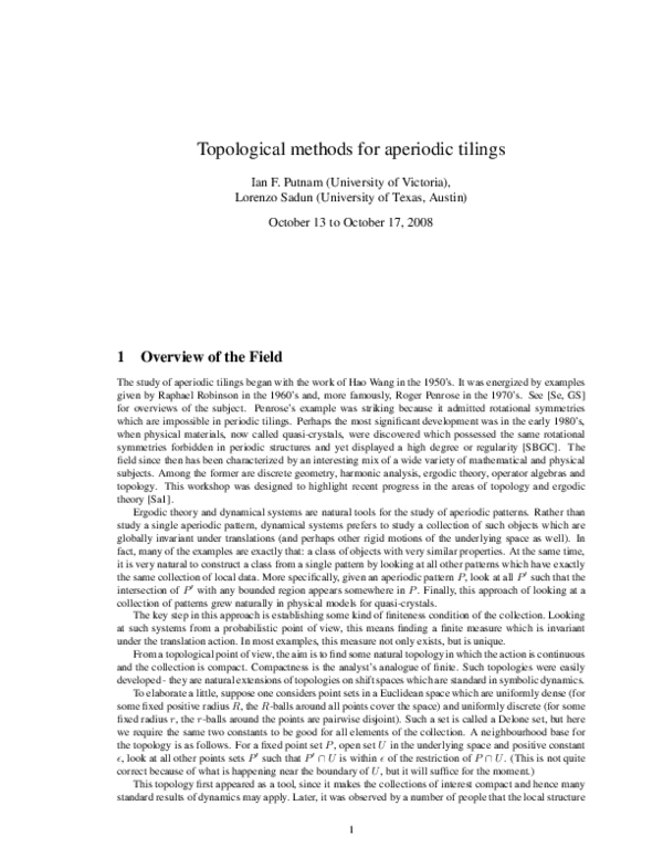(PDF) Topological Methods for Aperiodic Tilings