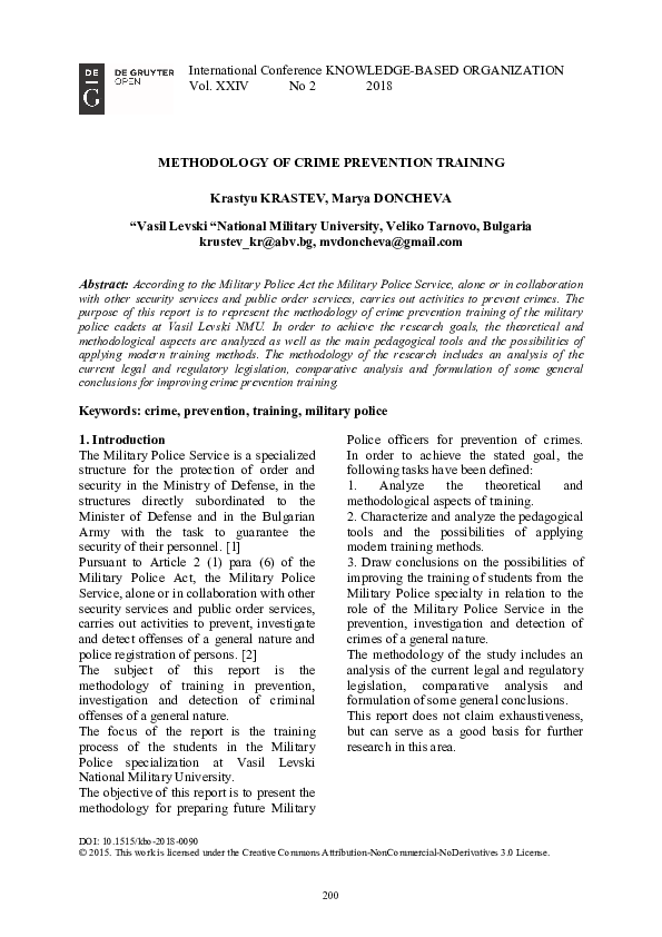 (PDF) Methodology of Crime Prevention Training