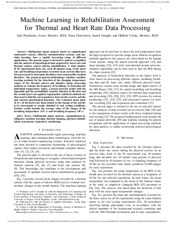 (PDF) Machine Learning in Rehabilitation Assessment for Thermal and ...