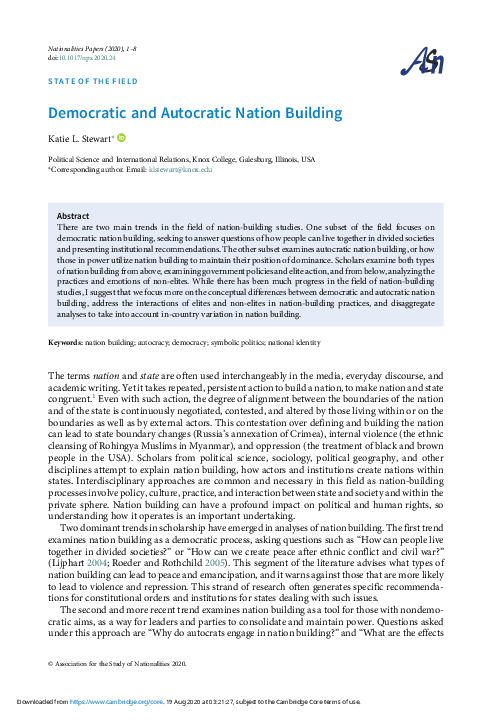 (PDF) Democratic and Autocratic Nation Building