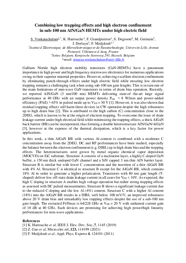 (PDF) Combining low trapping effects and high electron confinement in ...