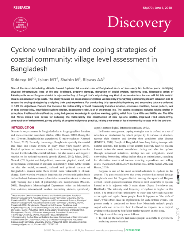 (PDF) Cyclone Vulnerability and Coping Strategies of Coastal Community ...