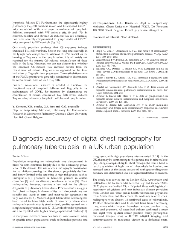 (PDF) Diagnostic accuracy of digital chest radiography for pulmonary ...
