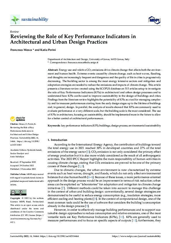 (PDF) Reviewing the Role of Key Performance Indicators in Architectural ...